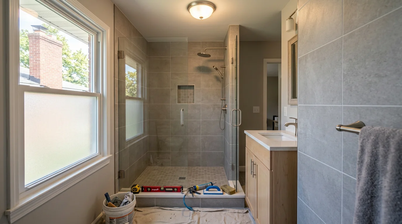 Finished bathroom remodel by Creations Concept LLC in Roseville, Michigan
